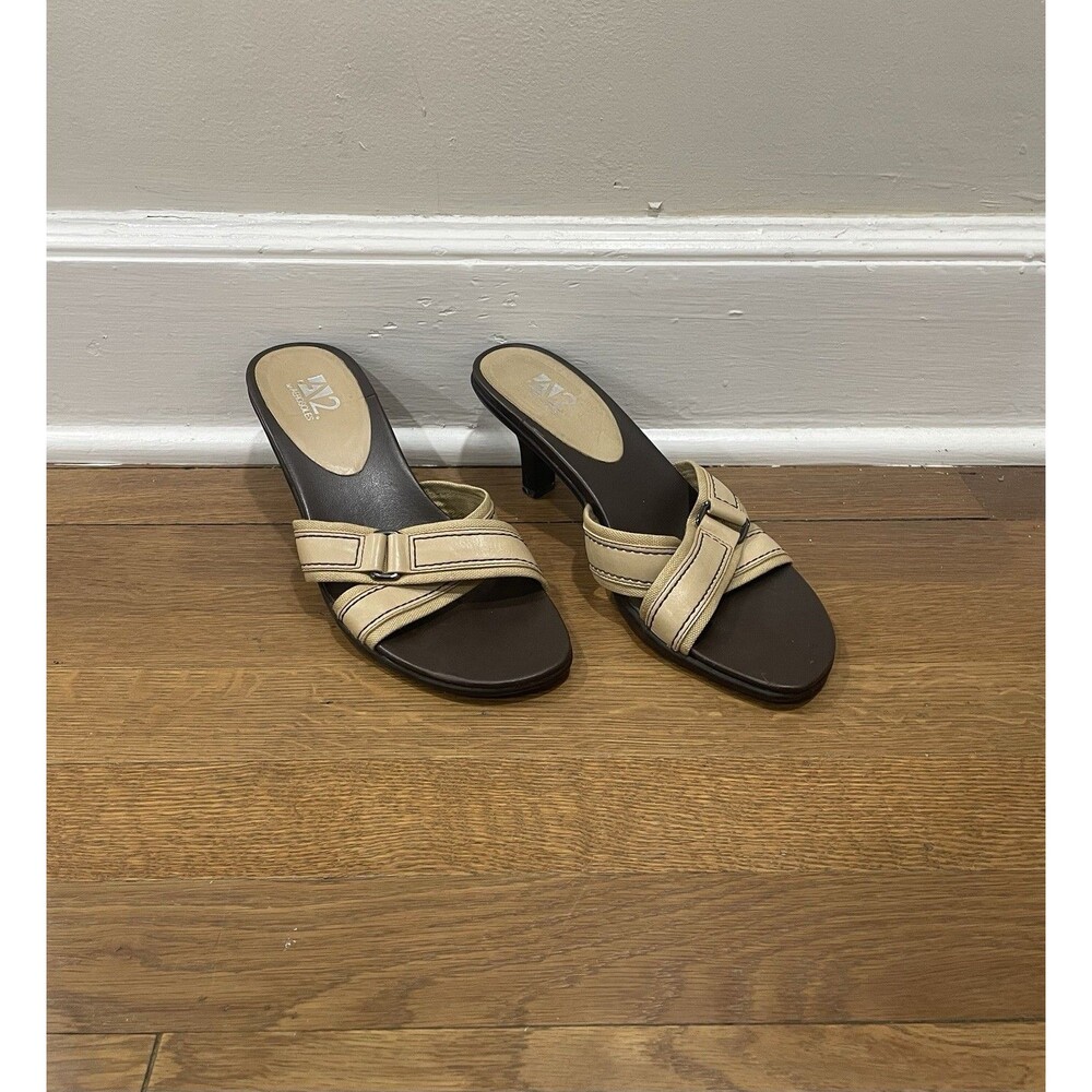 A2 By Aerosoles Women’s Size 9 Slide Heels Beige‎ Leather Slip On Sandals